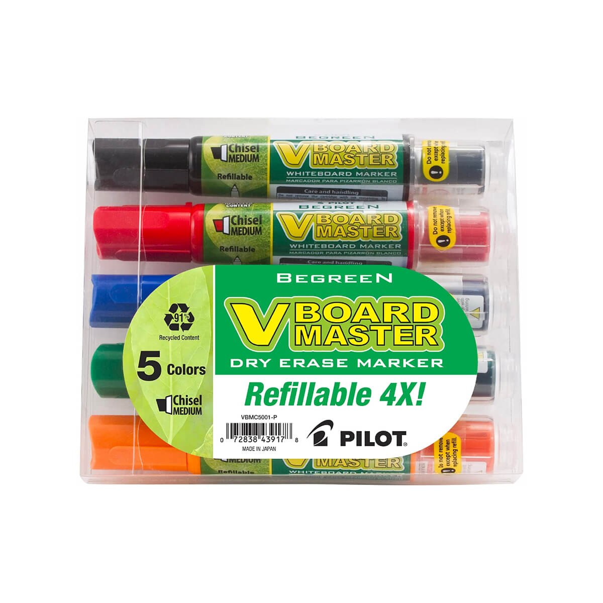 Pilot Refillable Dry Erase Markers Assorted 5-Pack